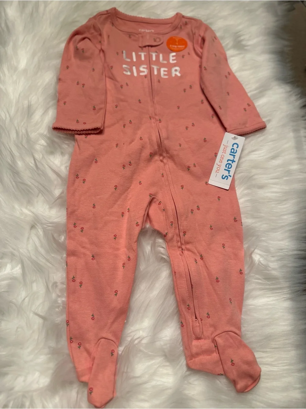 Carter's Coral Pink 'Little Sister' Footed One-Piece